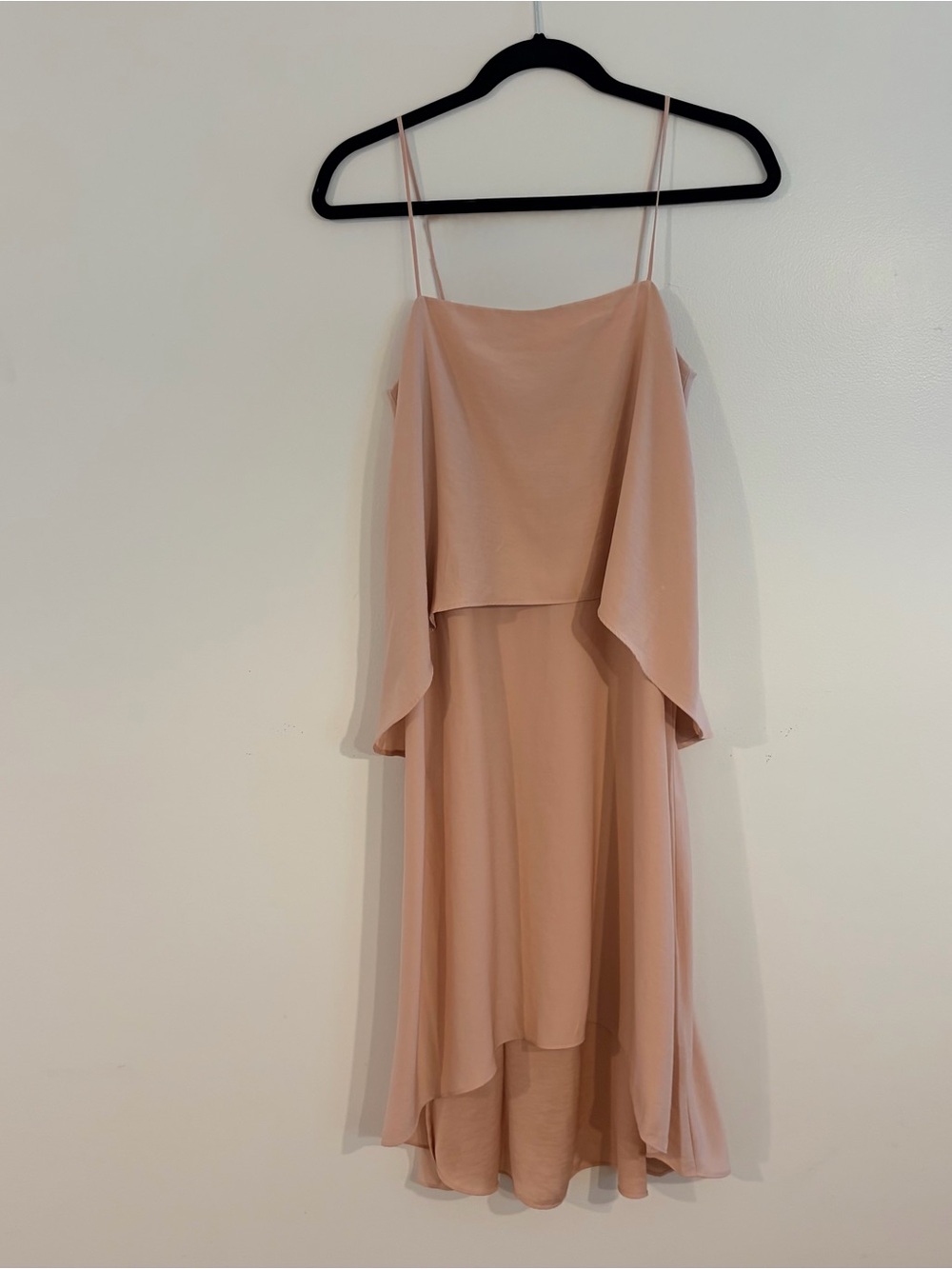 Banana Republic Womens High-Low Slip Dress Blush Pink Tiered Sleeveless Midi